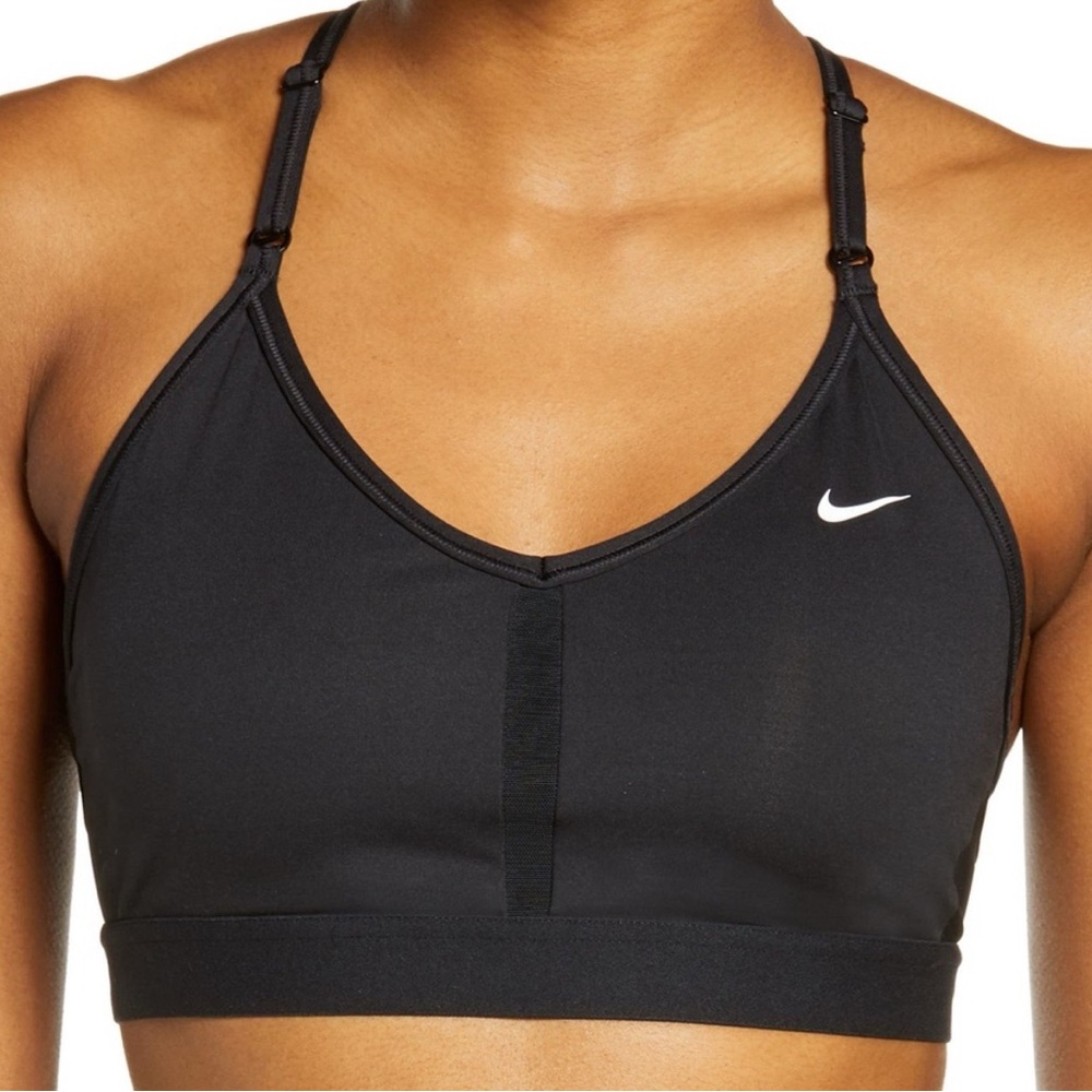 Nike Women's Black Sports Bra with White Logo